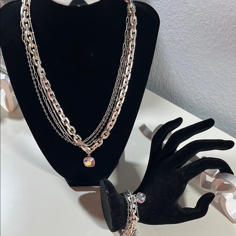 Silver Chain Necklace and Bracelet Set